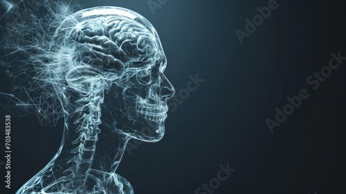 Digital 3D representation of a human brain network in blue.
