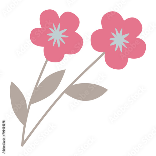 Summer and spring flora  plant and herb with petal  leaf. Cute modern flower. Blossomed flower element on white background. 