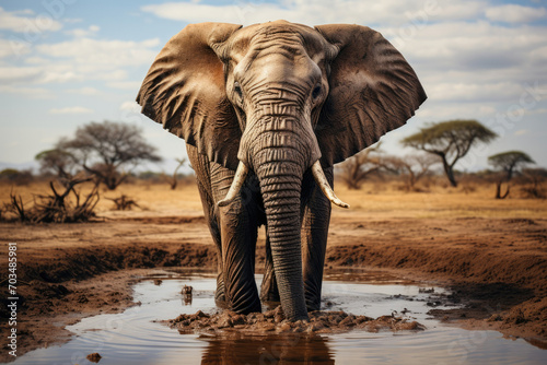 African nature elephant water wildlife safari africa big animals mammals wild trunk ivory