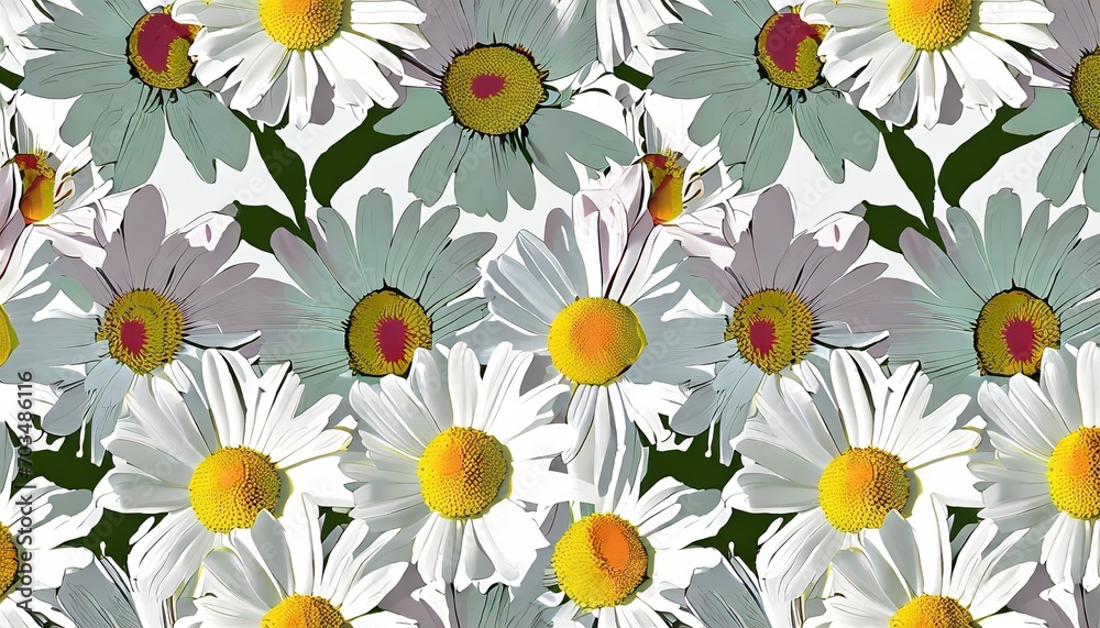 panorama pattern of large daisies of different sizes