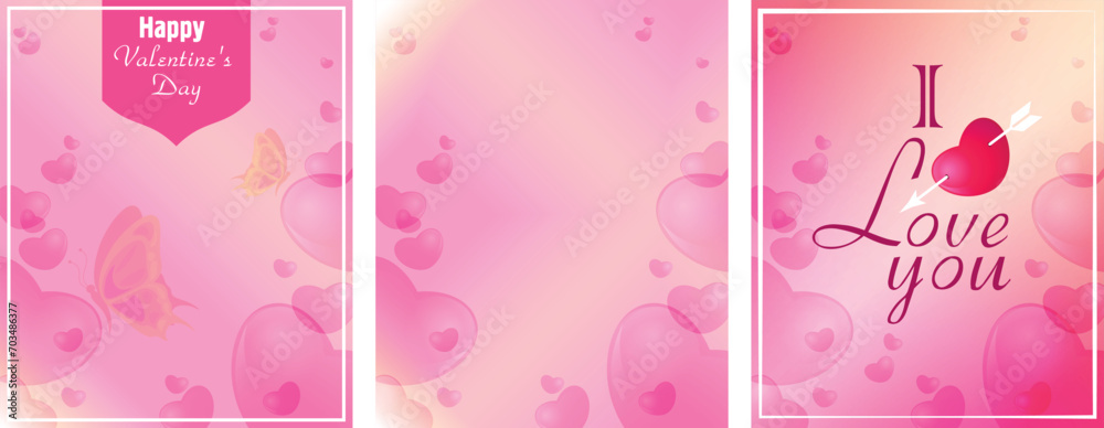 Vector set of bright Valentine's Day greeting cards.