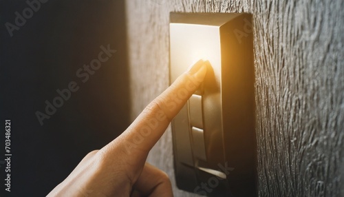 hand pressing light switch