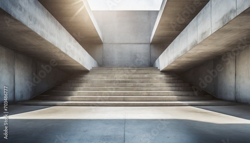 abstract empty modern concrete exterior room with large staircase and sunlight industrial background template concept