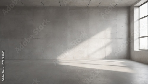abstract large empty modern concrete room with sunlight from ceiling opening and rough floor industrial interior background template © Florence