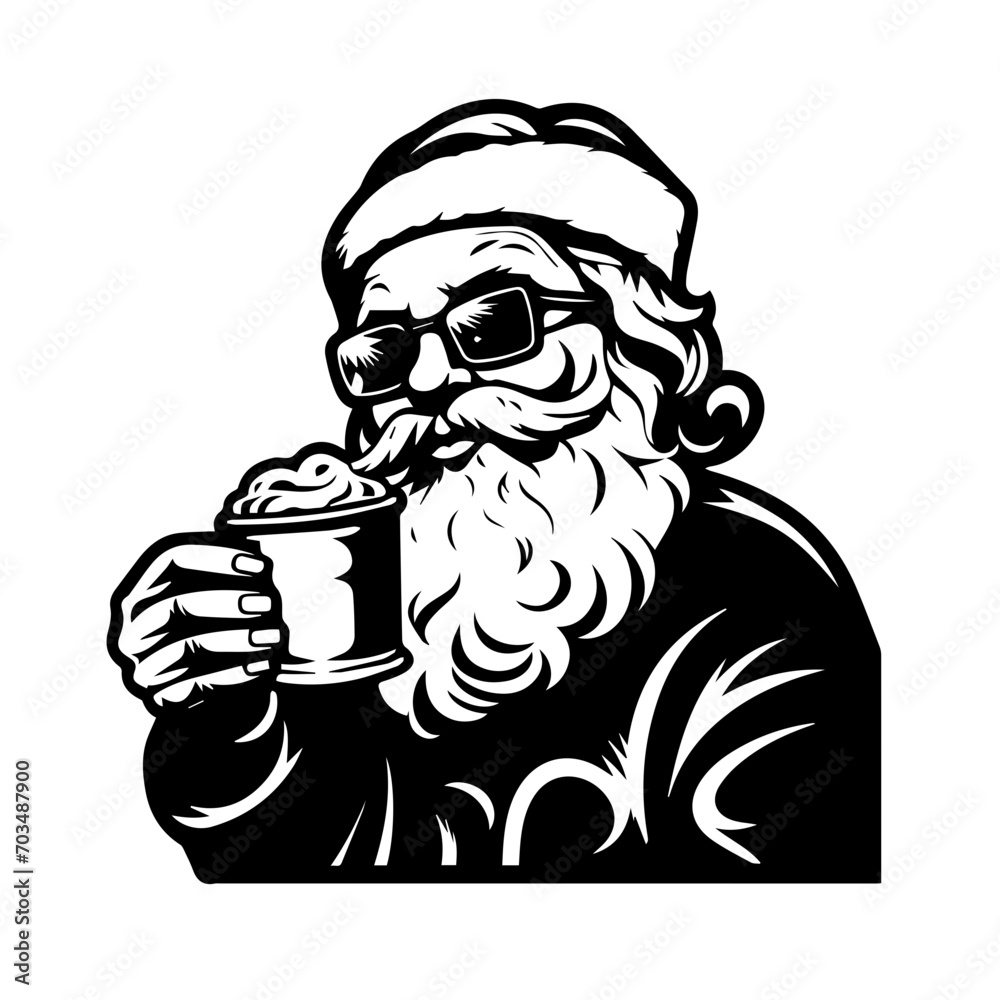 Santa Claus with Hot Cocoa Vector Santa Claus with Hot Cocoa Vector