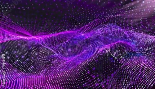 futuristic wave on dark background colored pattern of connection dots big data technology or science banner 3d