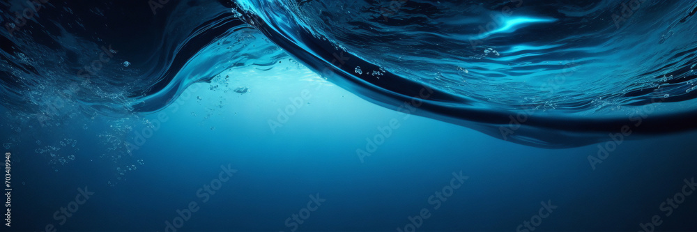 Transparentes, klares Wasser im Pool. Unterwasserfoto des Regulierungsbeckens. Hintergrund des blauen Wasserbeckenbodens. Sommerthema. - obrazy, fototapety, plakaty 