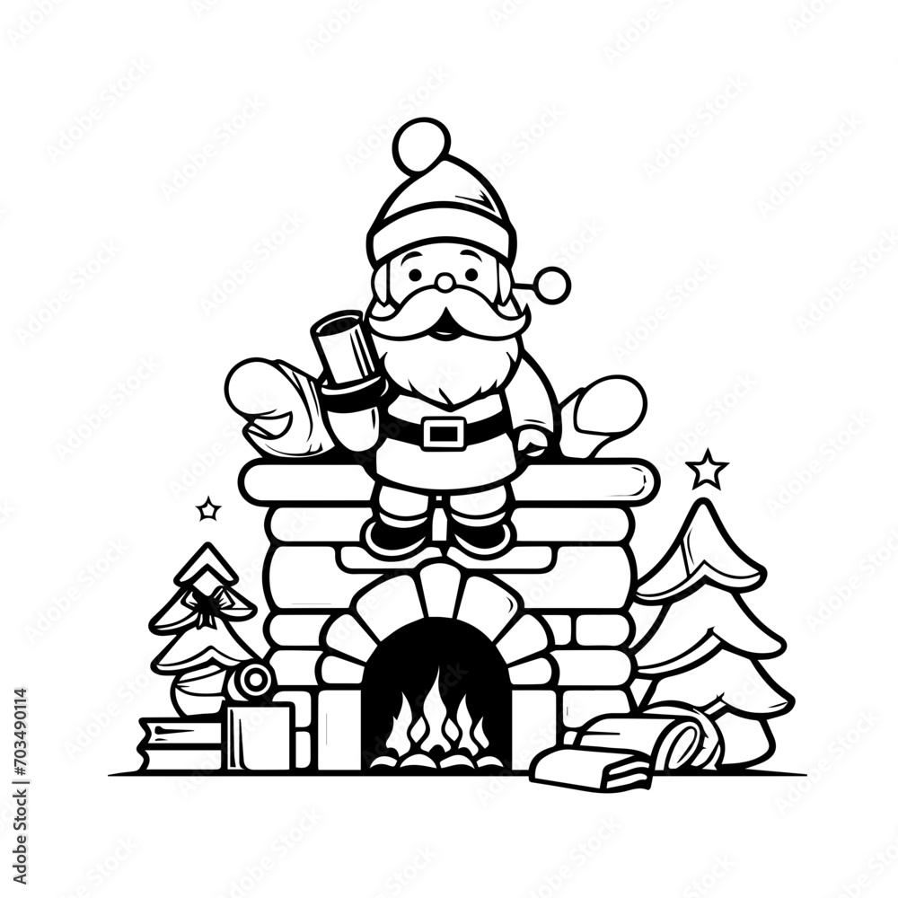 Santa Claus Descending the Chimney Vector