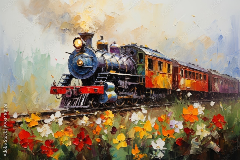 Obraz premium Christmas Train Sets - Generative AI