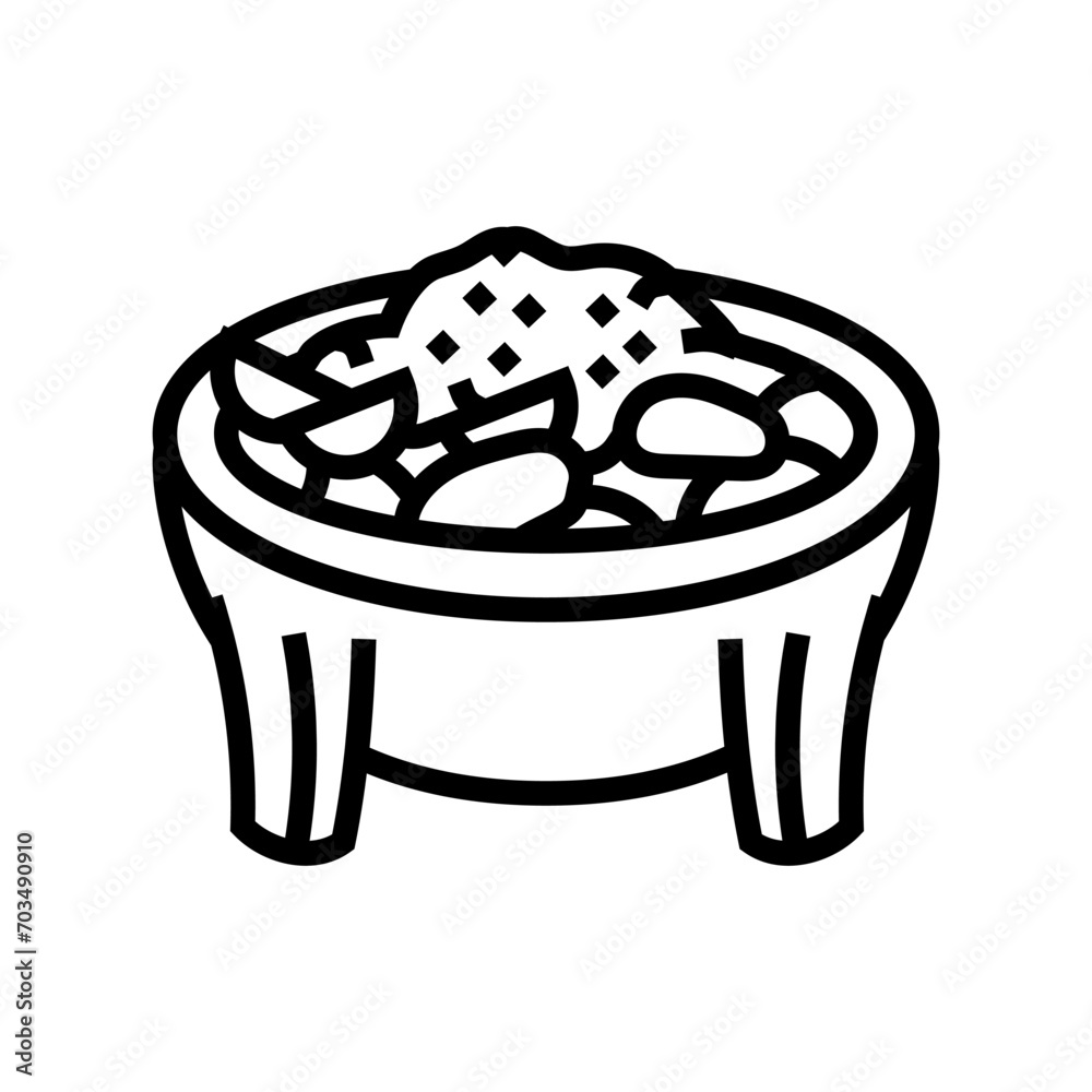 molcajete mexican cuisine line icon vector. molcajete mexican cuisine sign. isolated contour symbol black illustration