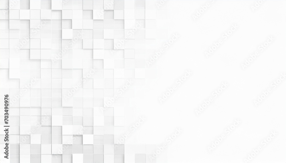 random offset white square cube boxes block background wallpaper banner template fade out with copy space - obrazy, fototapety, plakaty 