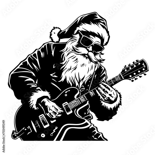 Musical Santa Claus Playing Guitar Vector