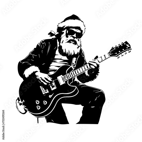 Musical Santa Claus Playing Guitar Vector