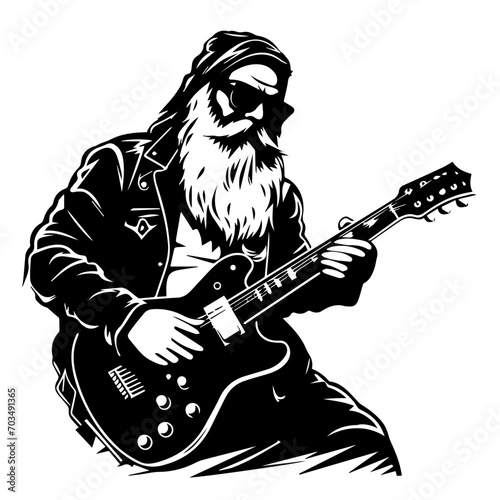 Musical Santa Claus Playing Guitar Vector
