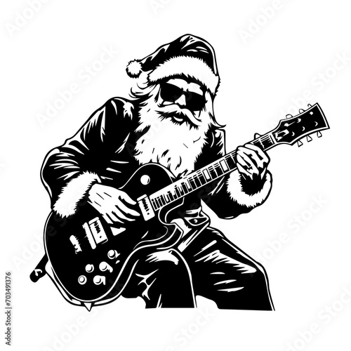 Musical Santa Claus Playing Guitar Vector