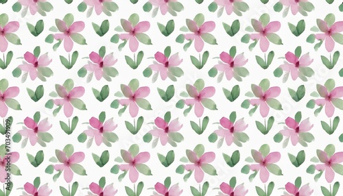 seamless pattern of abstract watercolor pink and green flowers