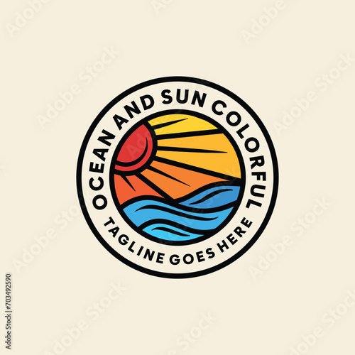 Wave Sea Ocean Logo Symbol Design illustration vector Icon Emblem