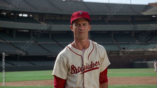 a baseball player standing in the middle of a baseball field