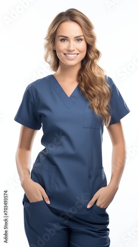 Friendly Nursing Professional, Committed to Patient Wellness and Support, white background