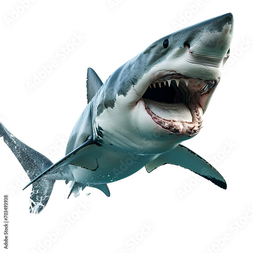 Fierce white shark on transparent background PNG