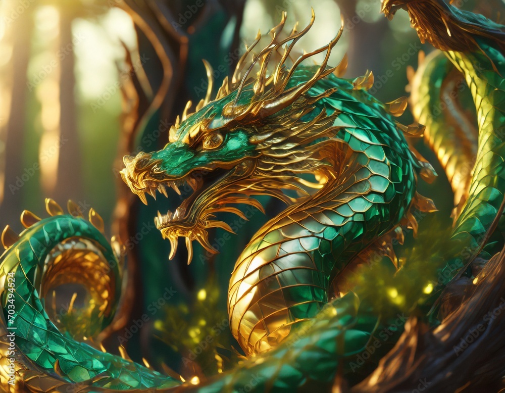 Happy lunar new year 2024 card with green Chinese wood dragon. Happy lunar new year 2024 card with green Chinese wood dragon.
