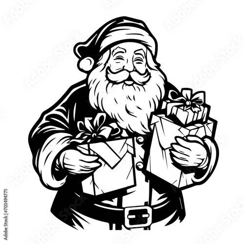 Generous Santa Claus with Christmas Gifts Vector