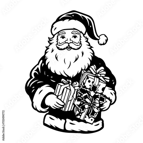 Generous Santa Claus with Christmas Gifts Vector