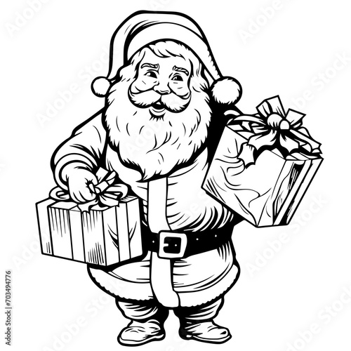 Generous Santa Claus with Christmas Gifts Vector