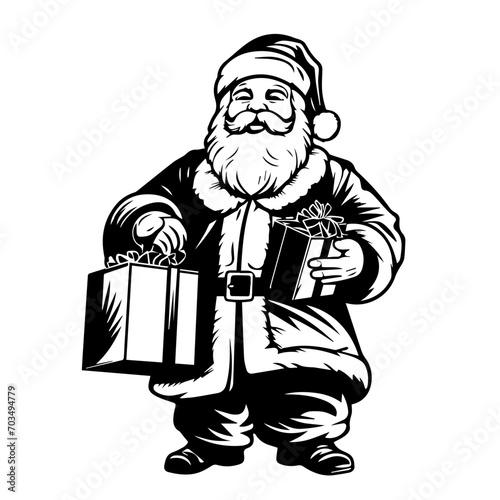Generous Santa Claus with Christmas Gifts Vector