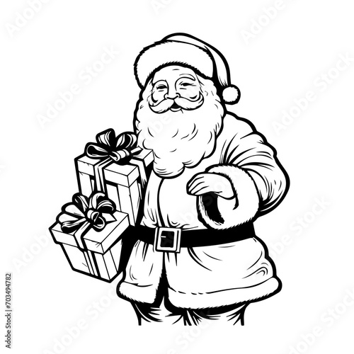 Generous Santa Claus with Christmas Gifts Vector