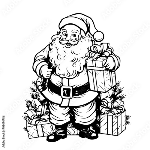 Generous Santa Claus with Christmas Gifts Vector