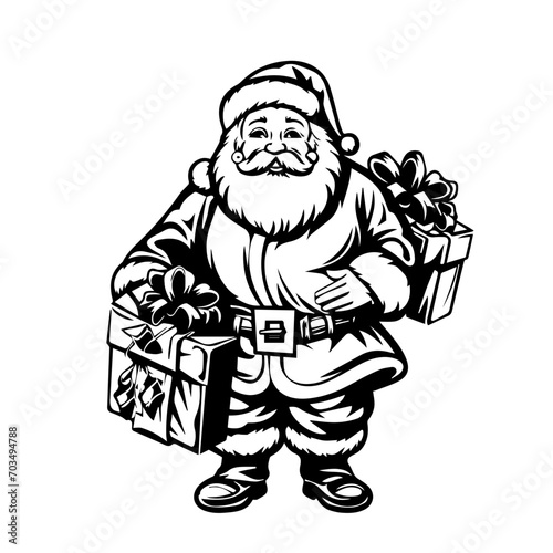 Generous Santa Claus with Christmas Gifts Vector