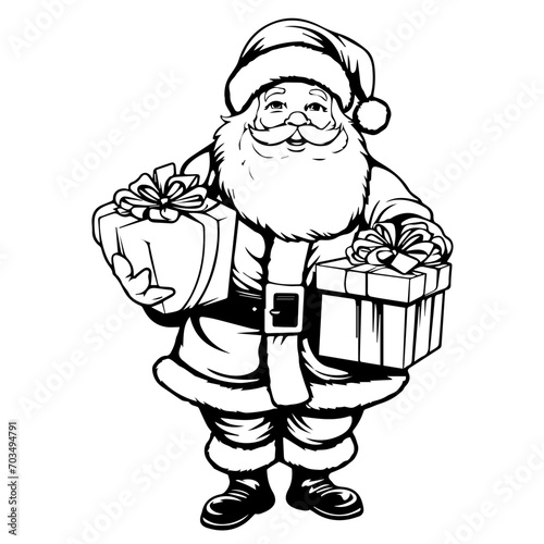 Generous Santa Claus with Christmas Gifts Vector