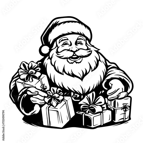 Generous Santa Claus with Christmas Gifts Vector