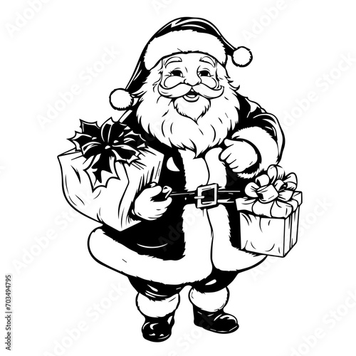 Generous Santa Claus with Christmas Gifts Vector