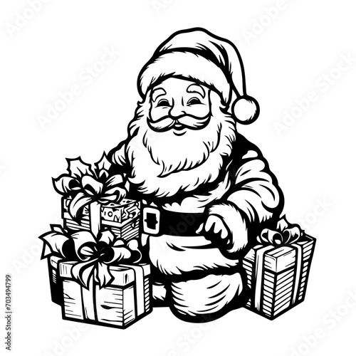 Generous Santa Claus with Christmas Gifts Vector