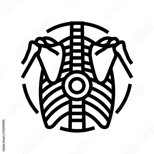 pain thoracic spine osteoporosis symptom line icon vector. pain thoracic spine osteoporosis symptom sign. isolated contour symbol black illustration