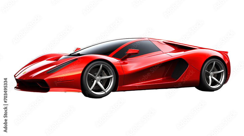 red sports car on transparent background PNG. Mass transit concept.