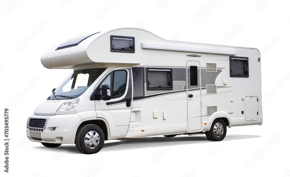 White motorhome isolated from transparent background.
