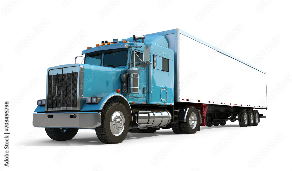 A white American truck isolated from the background