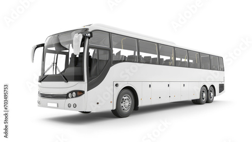 White passenger bus isolated on white background