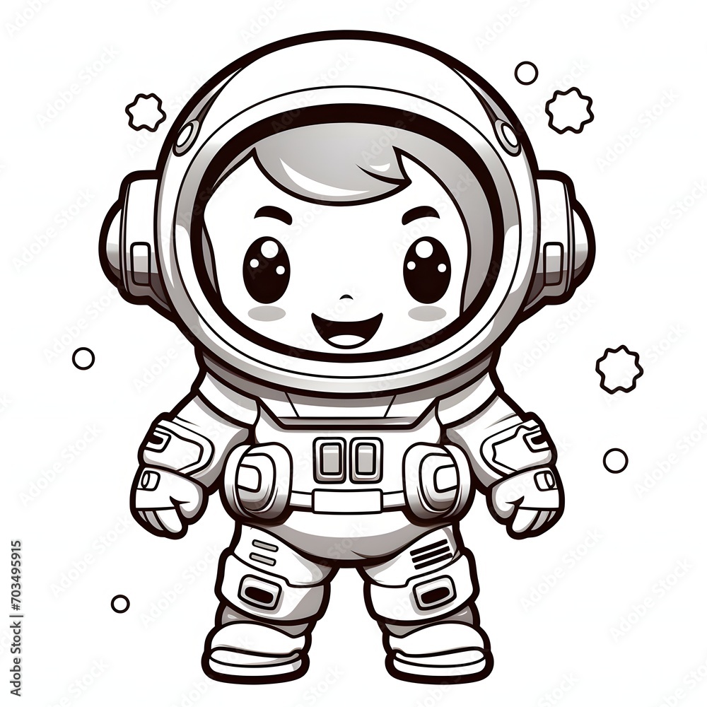 Happy Little Astronaut in Kawaii Style Cartoon Happy Little Astronaut in Kawaii Style Cartoon