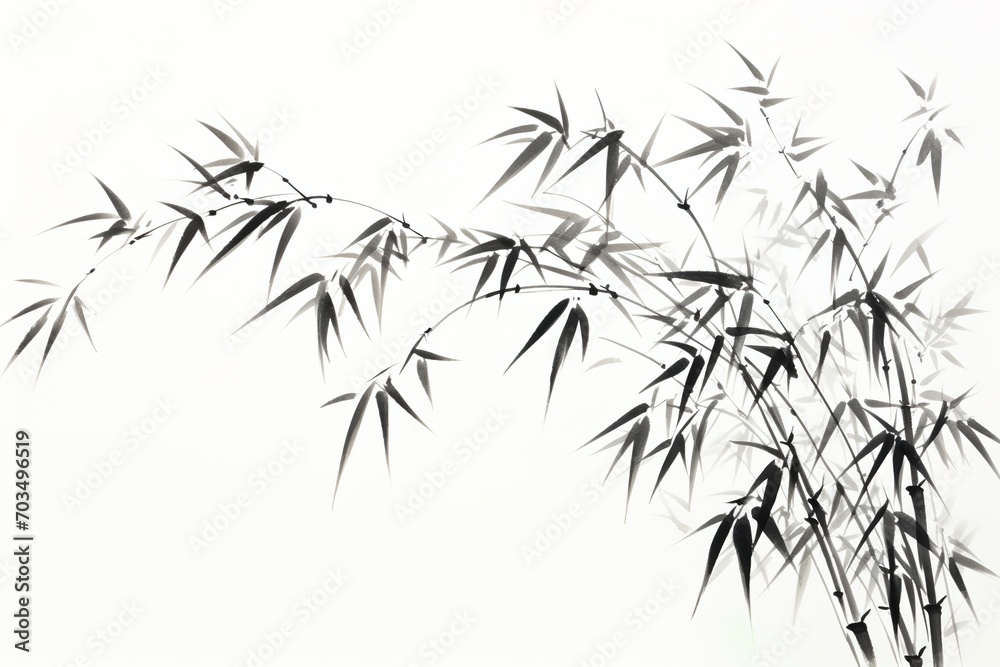 Naklejka premium Black and white bamboo painting