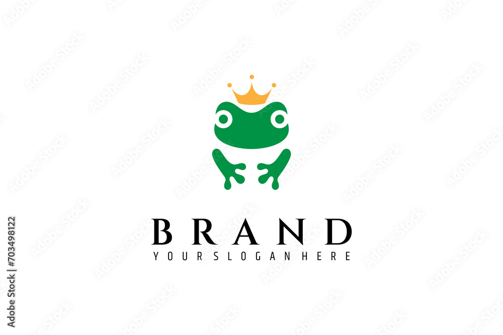 frog king logo in flat vector template design style frog king logo in flat vector template design style