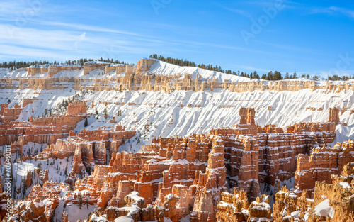 Bryce Canyon National Park an American national park located in southwestern Utah. Giant natural red rocks seen from The Inspiration Point.