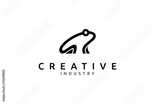 frog logo in simple flat vector template design style