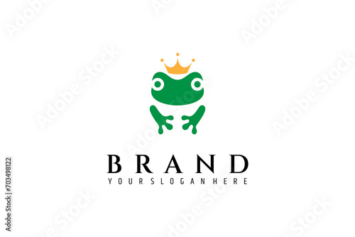 frog king logo in flat vector template design style photo