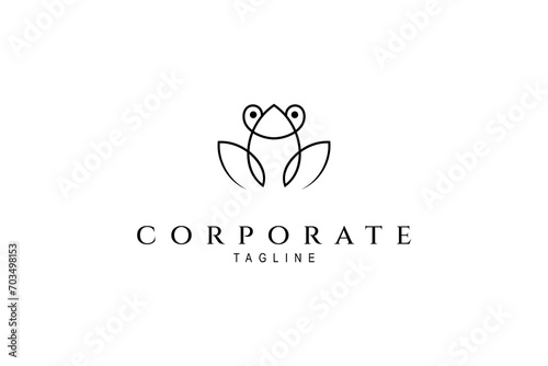 frog logo in minimalist line art vector template design style