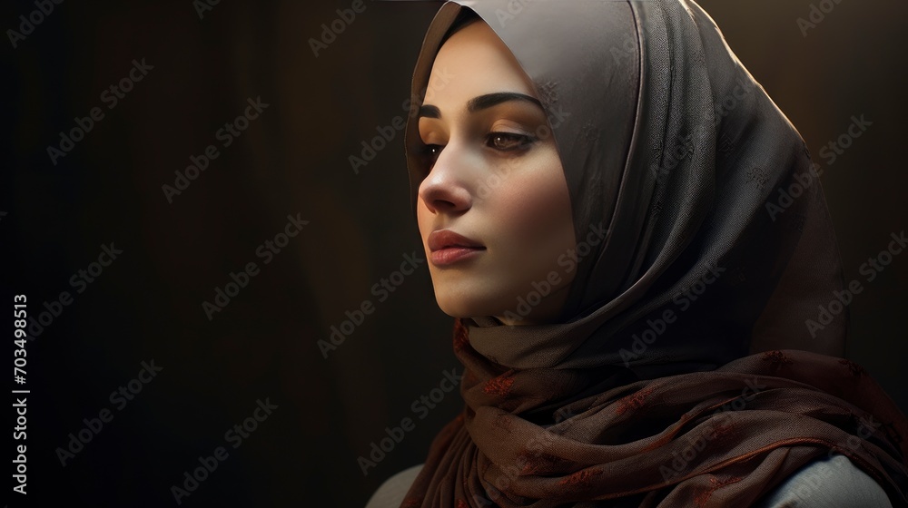 Beautiful muslim lady, copy space with generative ai Beautiful muslim lady, copy space with generative ai