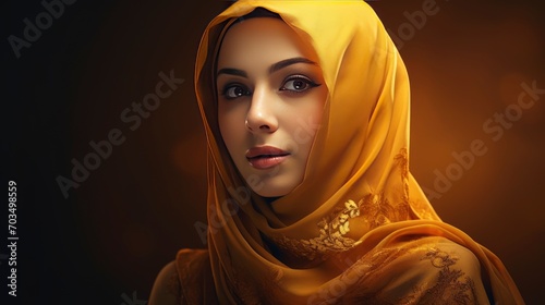 Beautiful muslim lady  copy space with generative ai